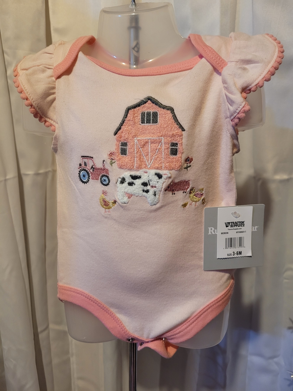 Baby Girl Pink Farm Embroidered Matching Set - Unbranded